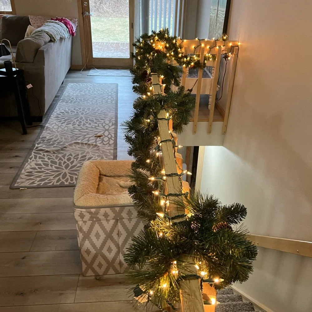 Holiday Pine Garland with Warm White Lights x 2